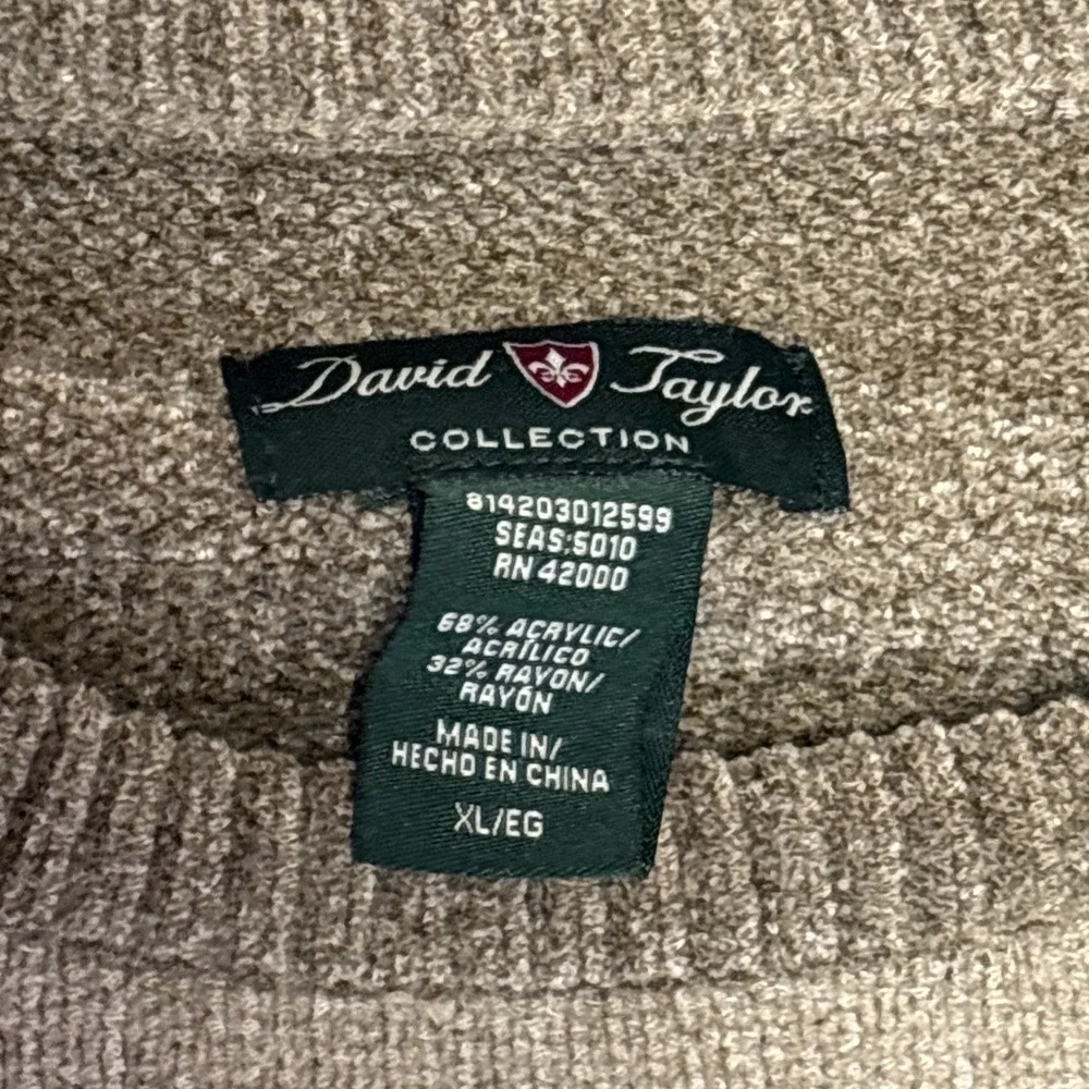 Vtg David Taylor Sweater Mens XL Crewneck Color Block  Chunky‎ Fisherman Brown